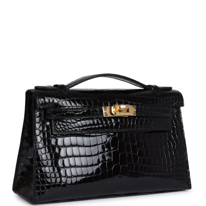 Handmade HKP Black Shiny Porosus Crocodile Gold Hardware - 图片 2