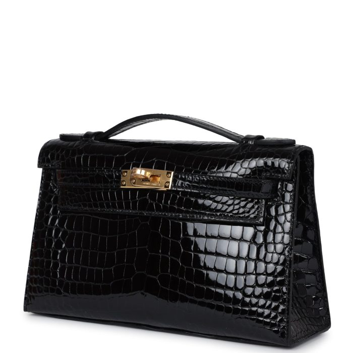 Handmade HKP Black Shiny Porosus Crocodile Gold Hardware - 图片 3