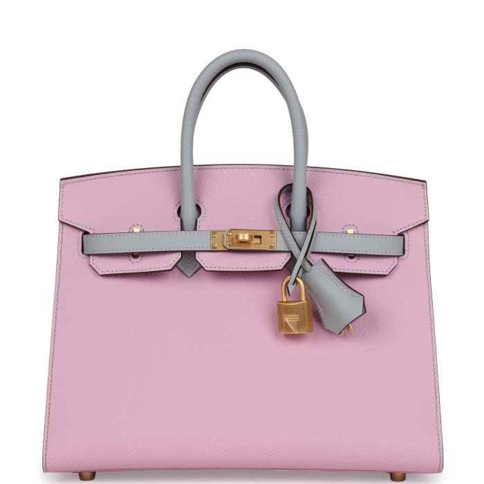 Handmade Bag HSOB(HSS) 25 Mauve Sylvestre and Bleu Glacier Epsom Brushed Gold Hardware