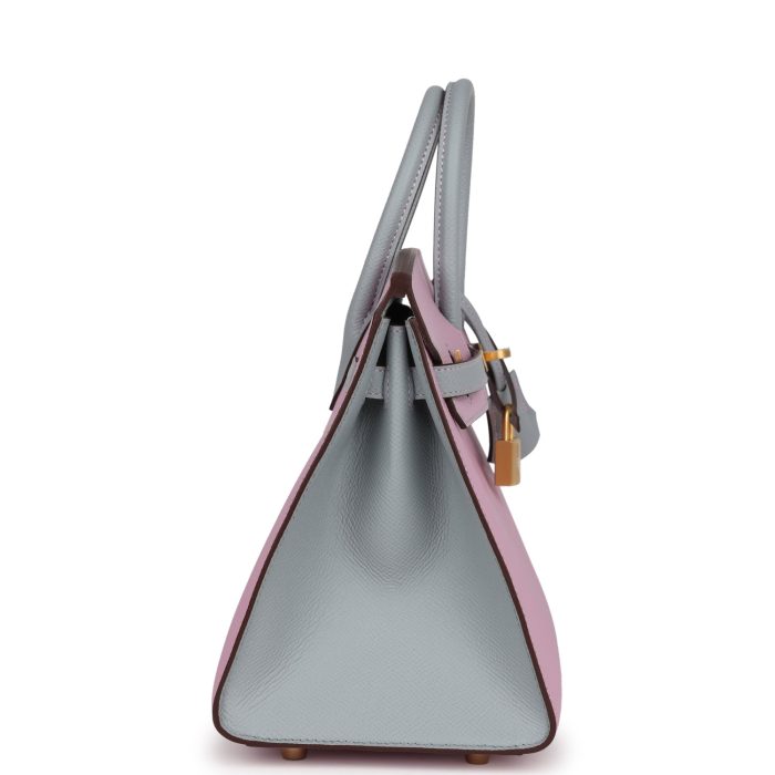 Handmade Bag HSOB(HSS) 25 Mauve Sylvestre and Bleu Glacier Epsom Brushed Gold Hardware - 图片 3