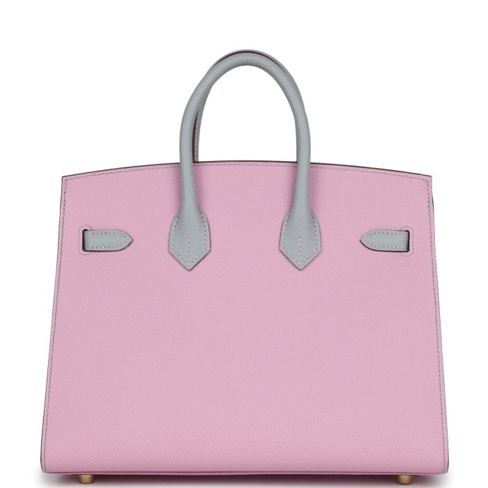 Handmade Bag HSOB(HSS) 25 Mauve Sylvestre and Bleu Glacier Epsom Brushed Gold Hardware - 图片 4