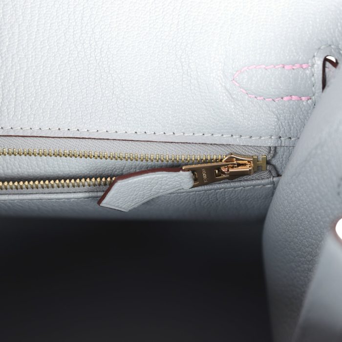 Handmade Bag HSOB(HSS) 25 Mauve Sylvestre and Bleu Glacier Epsom Brushed Gold Hardware - 图片 8