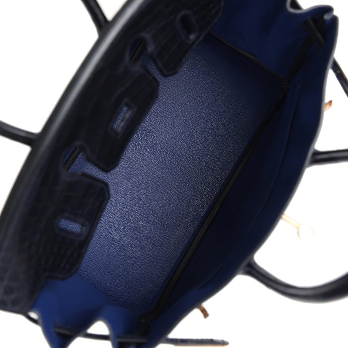 Handmade Bag HB 25 Bleu Saphir Taurillion Novillo and Bleu Marine Matte Alligator Touch Rose Gold Hardware - 图片 7