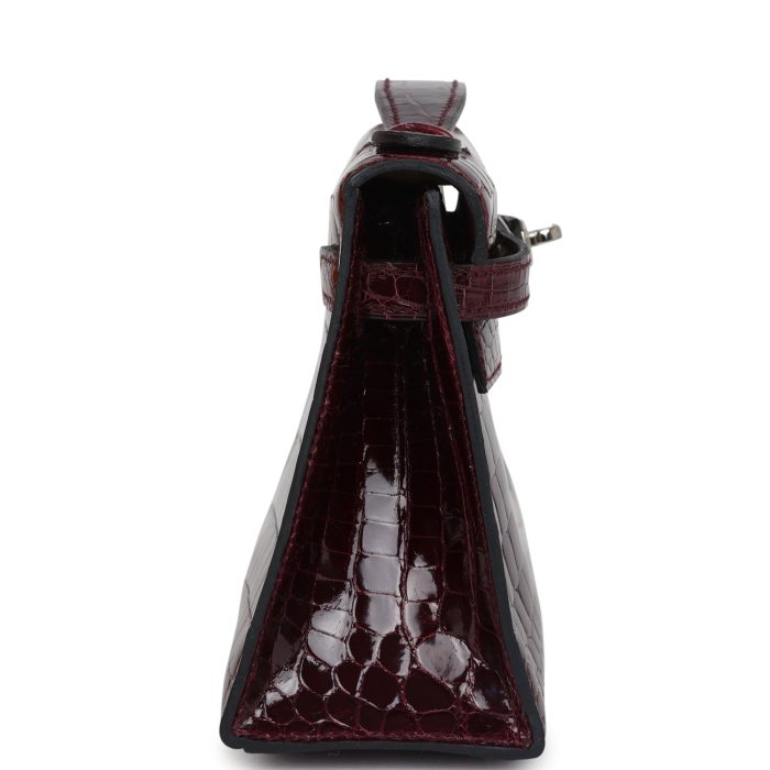 Handmade HKP Bordeaux Shiny Niloticus Crocodile Palladium Hardware - 图片 4