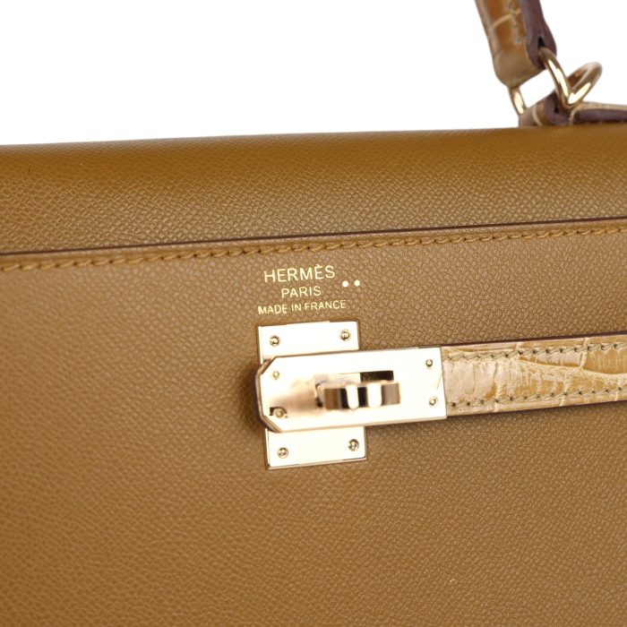 Handmade HKS 25 Bronze Dorè Madame and Sable Shiny Niloticus Crocodile Touch Permabrass Hardware - 图片 9