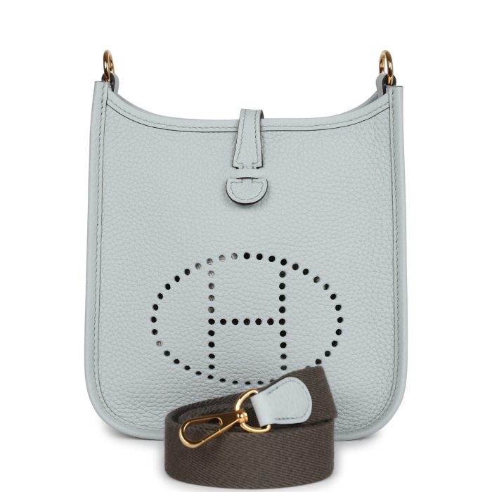 Handmade Bag HE TPM Bleu Pale Clemence Gold Hardware