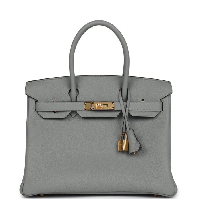 Handmade Bag HB 30 Gris Mouette Togo Gold Hardware