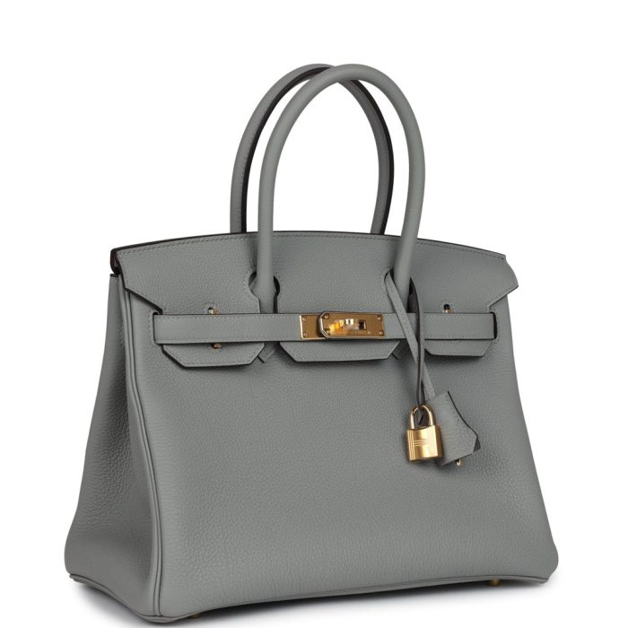 Handmade Bag HB 30 Gris Mouette Togo Gold Hardware - 图片 2