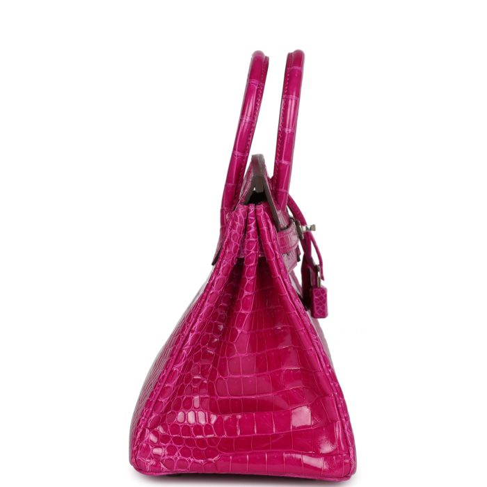 Handmade Bag HB 25 Rose Sheherazade Shiny Porosus Crocodile Palladium Hardware - 图片 3