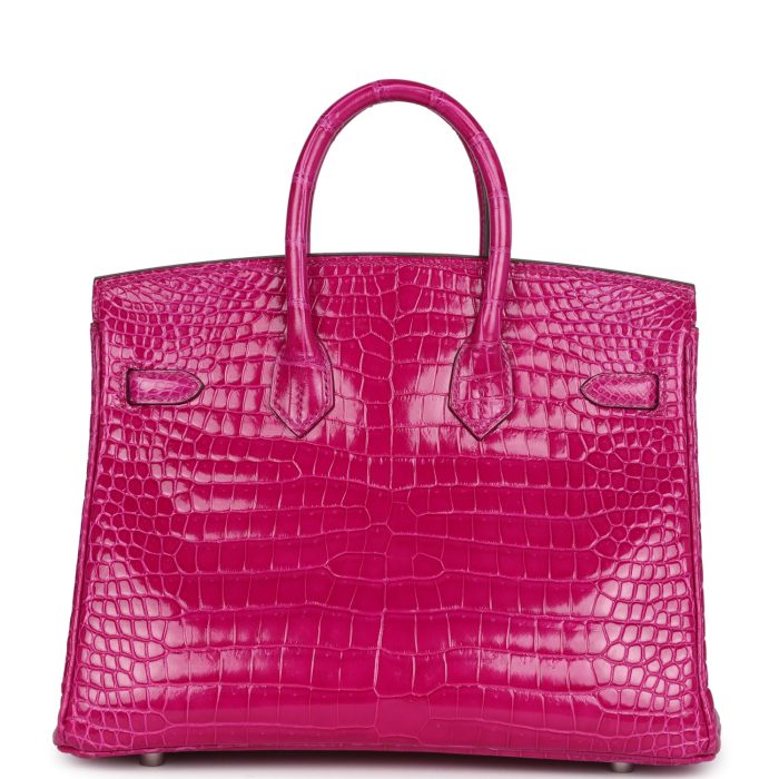 Handmade Bag HB 25 Rose Sheherazade Shiny Porosus Crocodile Palladium Hardware - 图片 4