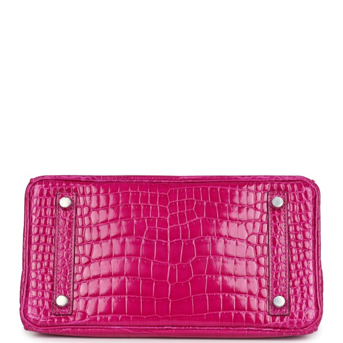 Handmade Bag HB 25 Rose Sheherazade Shiny Porosus Crocodile Palladium Hardware - 图片 5