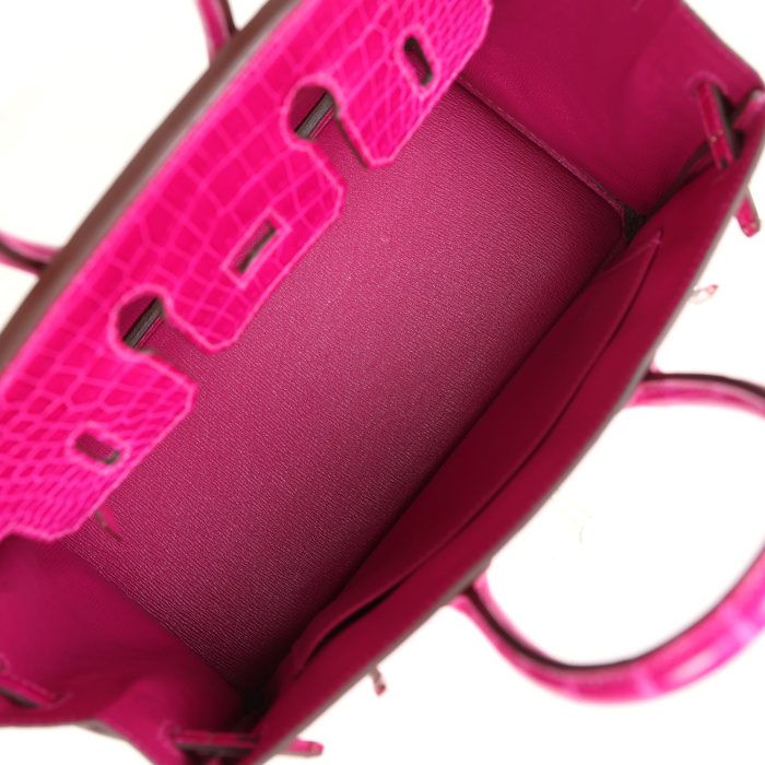 Handmade Bag HB 25 Rose Sheherazade Shiny Porosus Crocodile Palladium Hardware - 图片 7