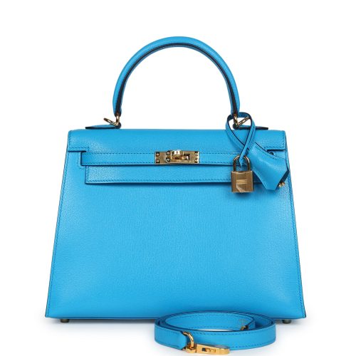 Handmade HKS 25 Bleu Frida Chevre Gold Hardware