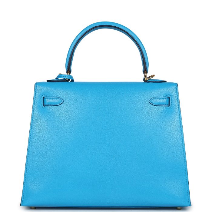 Handmade HKS 25 Bleu Frida Chevre Gold Hardware - 图片 5