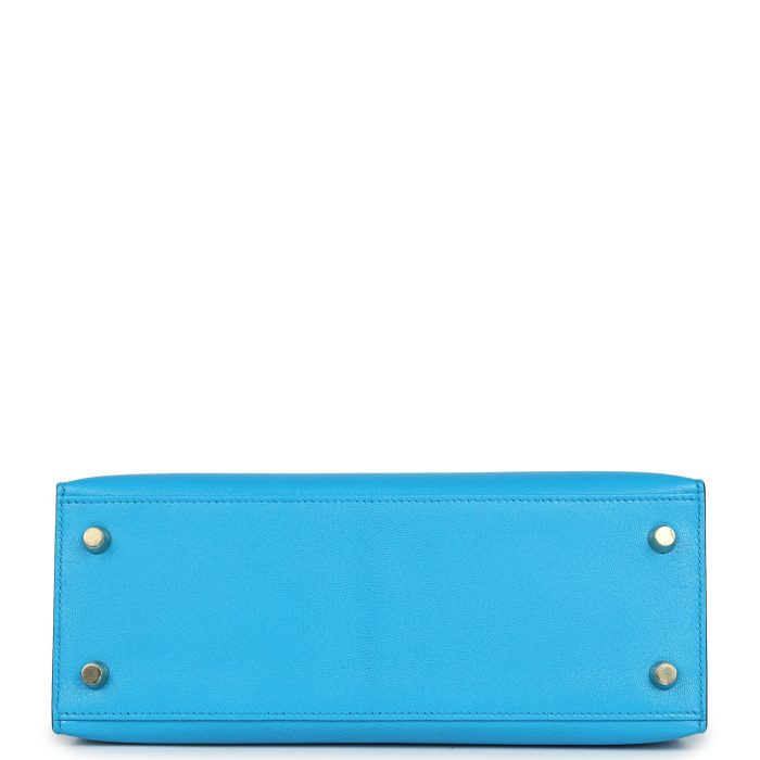 Handmade HKS 25 Bleu Frida Chevre Gold Hardware - 图片 6