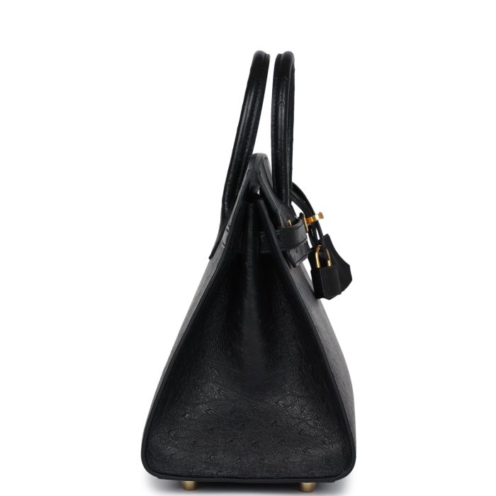 Handmade Bag HB Sellier 25 Black Ostrich Gold Hardware - 图片 3
