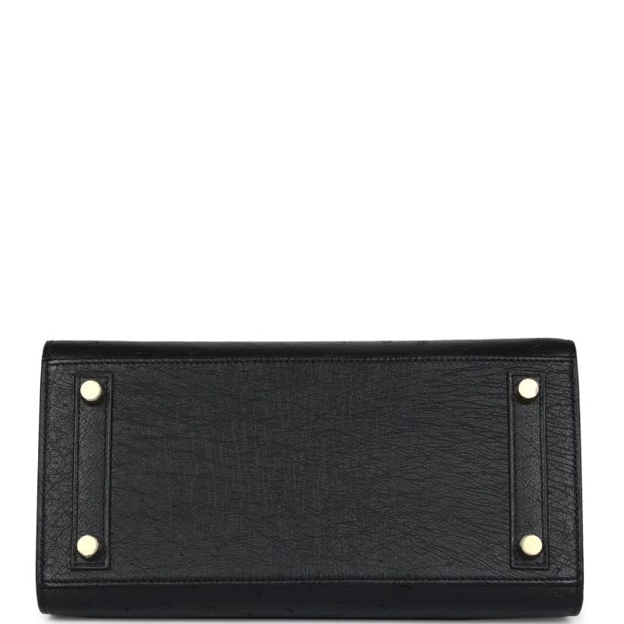 Handmade Bag HB Sellier 25 Black Ostrich Gold Hardware - 图片 5