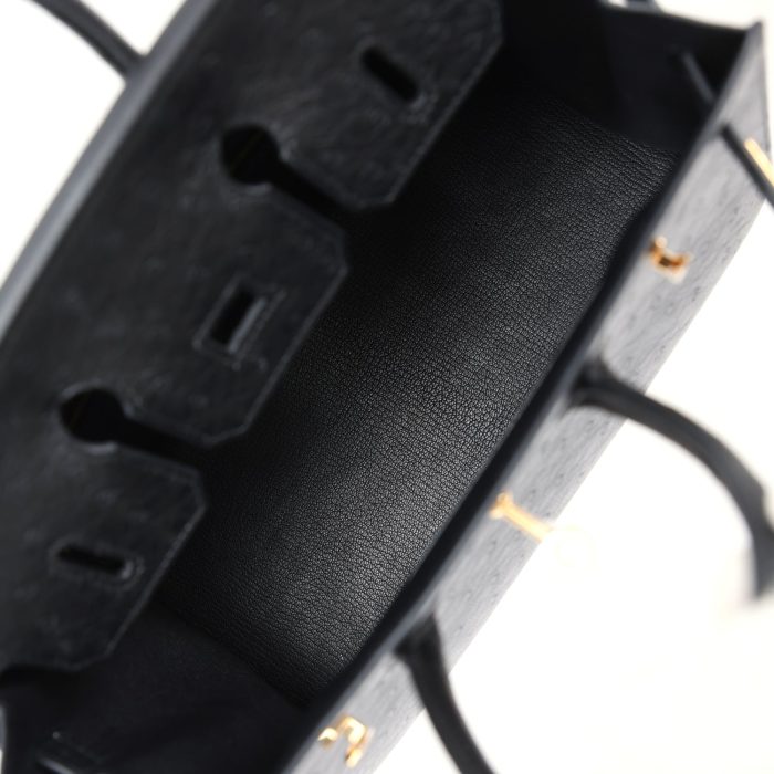 Handmade Bag HB Sellier 25 Black Ostrich Gold Hardware - 图片 7