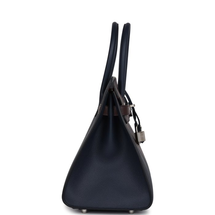 Handmade Bag HCBS 30 Rouge Sellier and Bleu Indigo Epsom Palladium Hardware - 图片 3