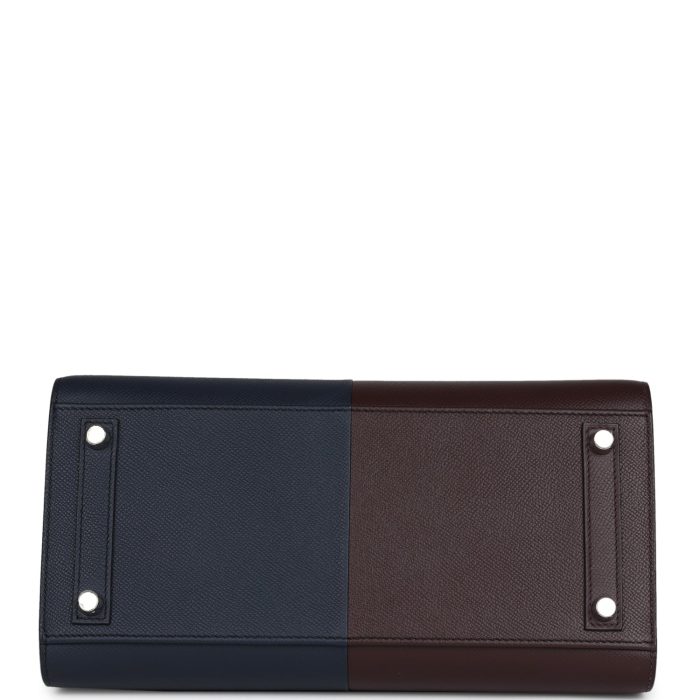 Handmade Bag HCBS 30 Rouge Sellier and Bleu Indigo Epsom Palladium Hardware - 图片 5