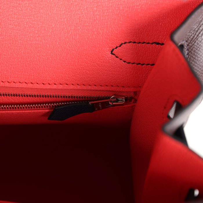 Handmade Bag HCBS 30 Rouge Sellier and Bleu Indigo Epsom Palladium Hardware - 图片 7