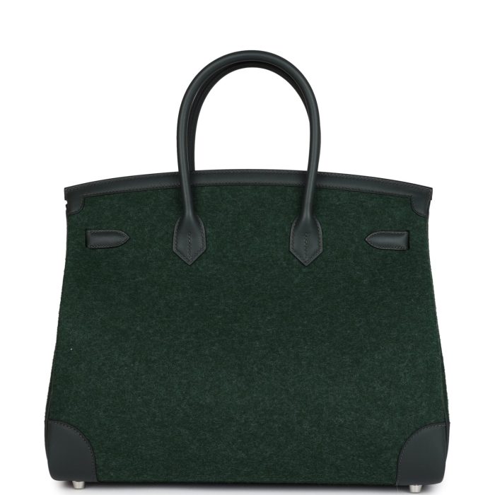 Handmade Bag HB 35 Vert Anglais Feutre Wool and Vert Fonce Feutre Swift Palladium Hardware - 图片 4