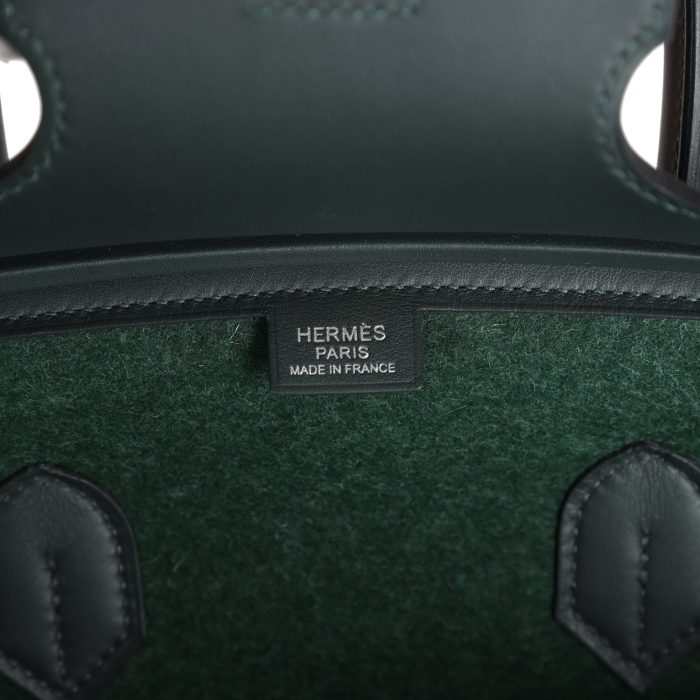 Handmade Bag HB 35 Vert Anglais Feutre Wool and Vert Fonce Feutre Swift Palladium Hardware - 图片 6