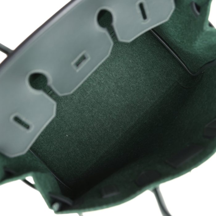 Handmade Bag HB 35 Vert Anglais Feutre Wool and Vert Fonce Feutre Swift Palladium Hardware - 图片 7