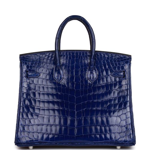 Handmade Bag HB 25 Bleu Electric Shiny Niloticus Crocodile Palladium Hardware