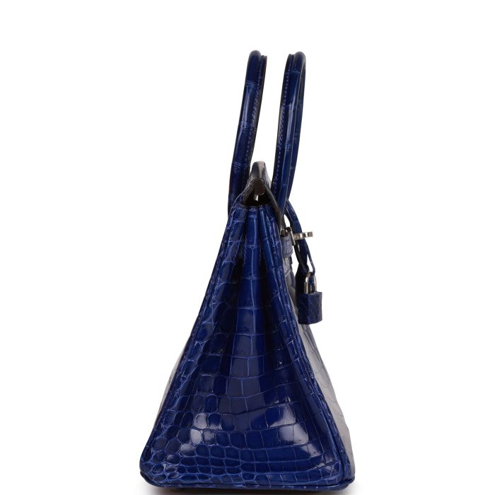 Handmade Bag HB 25 Bleu Electric Shiny Niloticus Crocodile Palladium Hardware - 图片 2