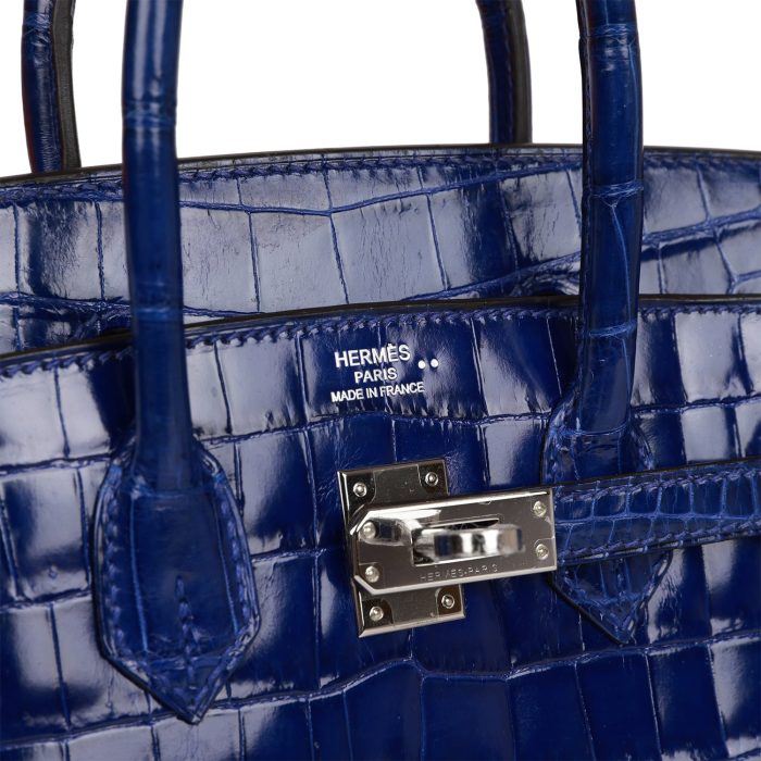 Handmade Bag HB 25 Bleu Electric Shiny Niloticus Crocodile Palladium Hardware - 图片 5