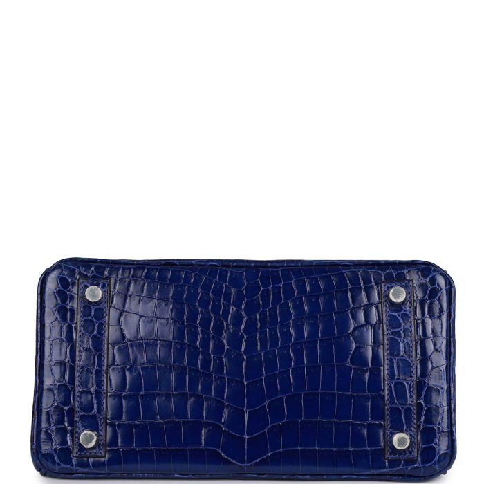 Handmade Bag HB 25 Bleu Electric Shiny Niloticus Crocodile Palladium Hardware - 图片 9