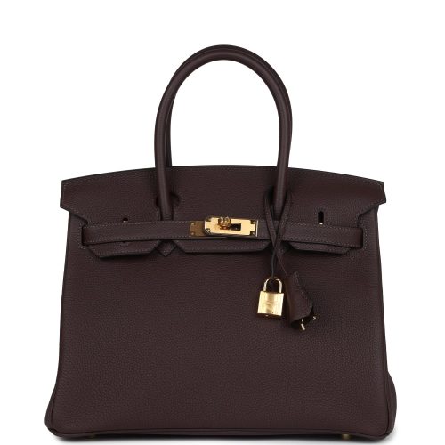Handmade Bag HB 30 Chocolat Togo Gold Hardware