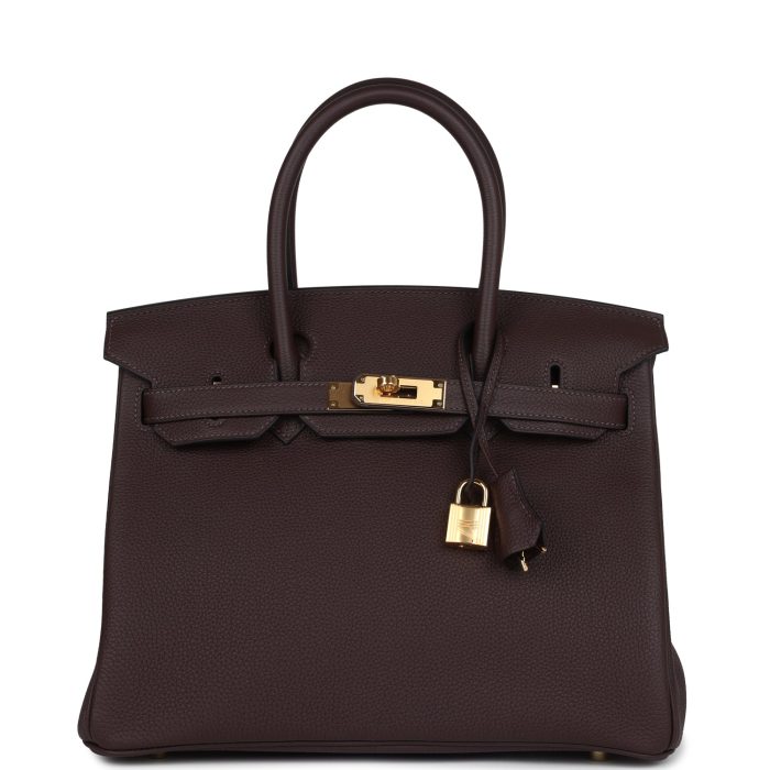 Handmade Bag HB 30 Chocolat Togo Gold Hardware