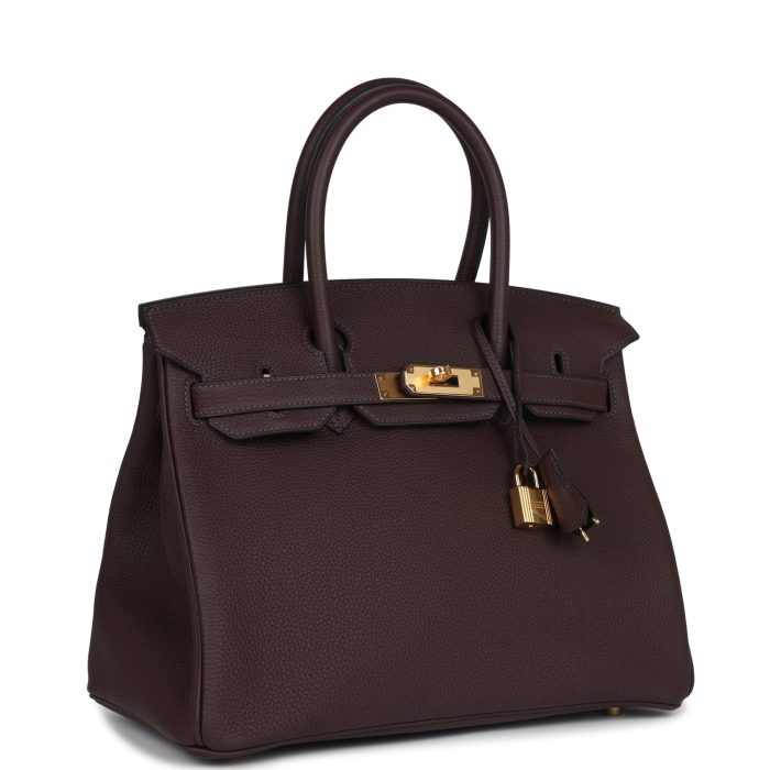 Handmade Bag HB 30 Chocolat Togo Gold Hardware - 图片 2