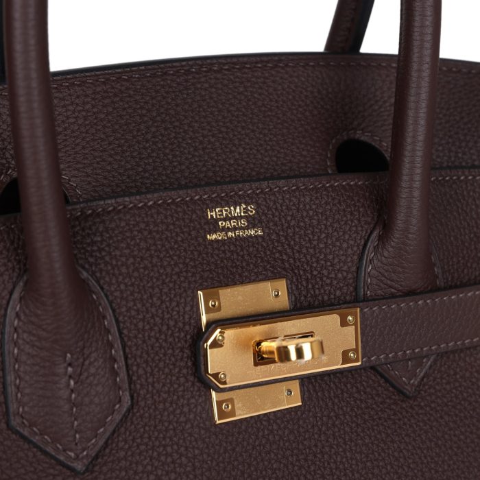 Handmade Bag HB 30 Chocolat Togo Gold Hardware - 图片 6