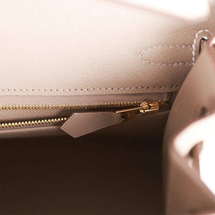 Handmade Bag HSOB(HSS) Sellier 25 Craie and Gris Asphalte Epsom Brushed Gold Hardware - 图片 7