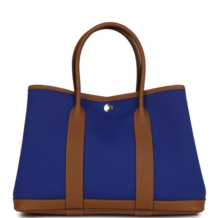 Handmade Bag HGP 30 Bleu Electric Toile and Alezan Negonda Palladium Hardware