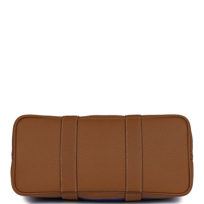 Handmade Bag HGP 30 Bleu Electric Toile and Alezan Negonda Palladium Hardware - 图片 5