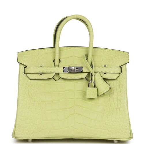 Handmade Bag HB 25 Jaune Bourgeon Matte Alligator Palladium Hardware