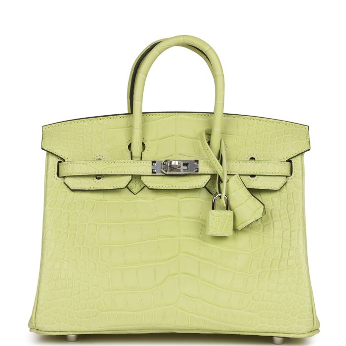 Handmade Bag HB 25 Jaune Bourgeon Matte Alligator Palladium Hardware