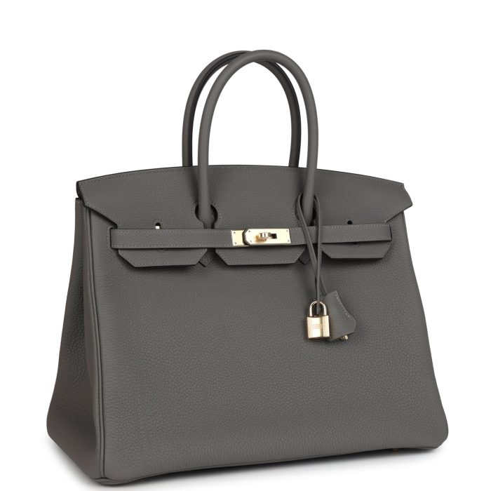 Handmade Bag HB 35 Gris Meyer Togo Permabrass Hardware - 图片 2