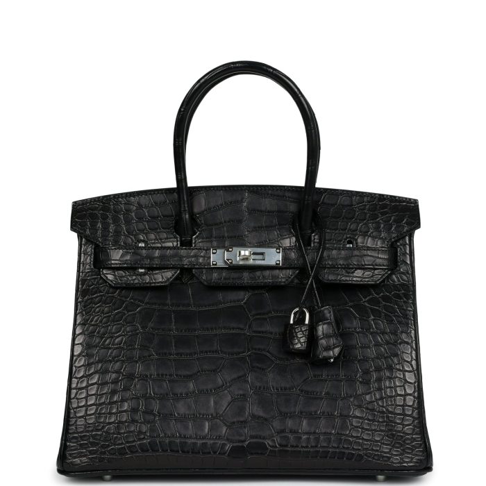 Handmade Bag HB 30 Black Matte Alligator Palladium Hardware
