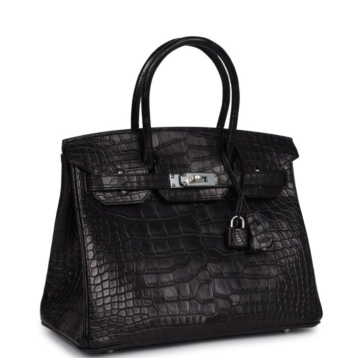 Handmade Bag HB 30 Black Matte Alligator Palladium Hardware - 图片 2