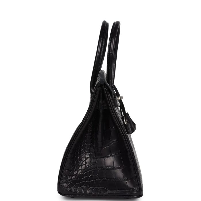 Handmade Bag HB 30 Black Matte Alligator Palladium Hardware - 图片 3