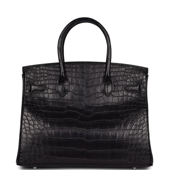 Handmade Bag HB 30 Black Matte Alligator Palladium Hardware - 图片 4