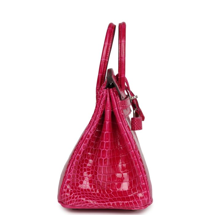 Handmade Bag HB 25 Rose Mexico Shiny Porosus Crocodile Palladium Hardware：圖片 3
