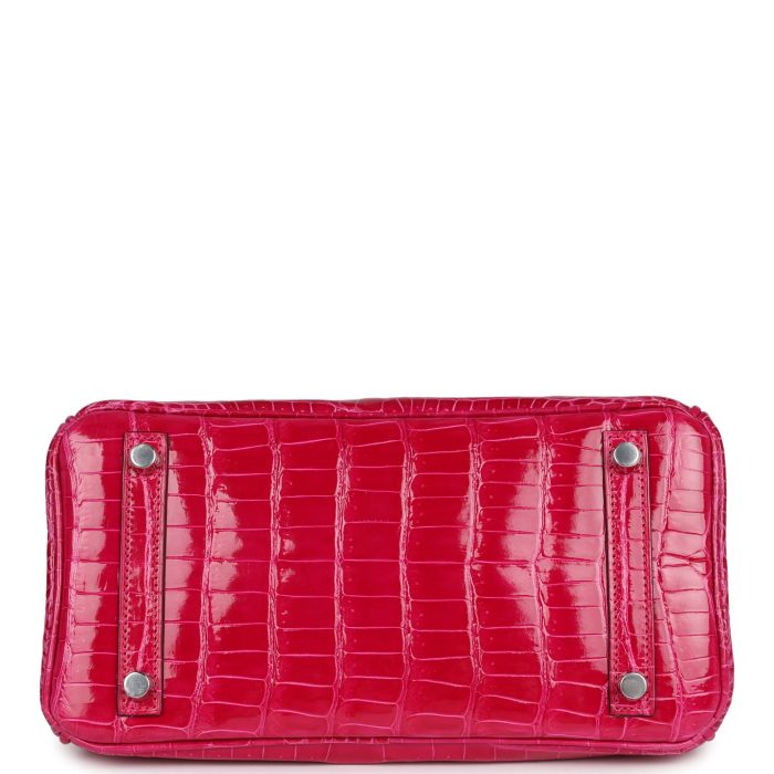 Handmade Bag HB 25 Rose Mexico Shiny Porosus Crocodile Palladium Hardware：圖片 5
