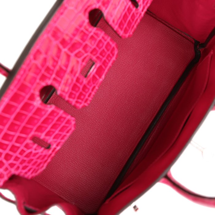 Handmade Bag HB 25 Rose Mexico Shiny Porosus Crocodile Palladium Hardware：圖片 7