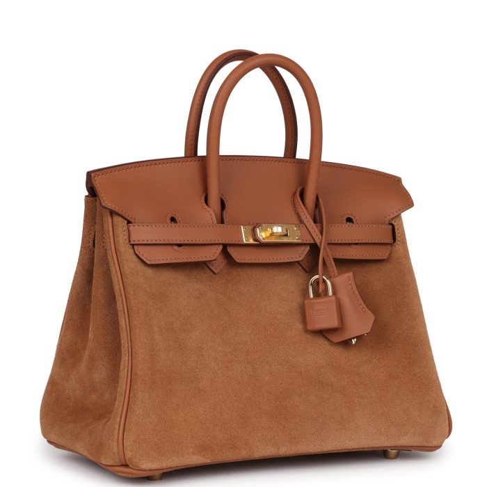 Handmade Bag HB 25 Chamois Grizzly and Gold Swift Gold Hardware - 图片 2